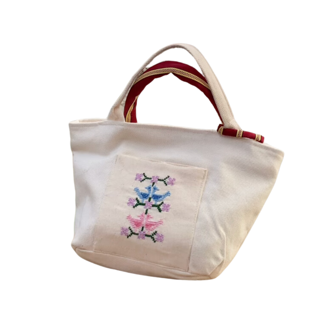 Floral 💐 Palestinian Tatreez lunch bag